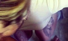 early morning cum shot in blonde's thong