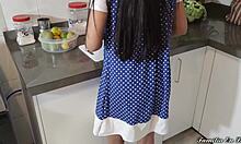 My beautiful stepdaughter obeys me while cooking, but my stepfather fucks her all day.