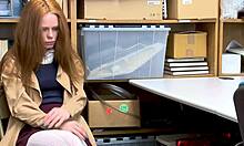 Redhead Ella makes faces once officer drills her cunt in doggystyle