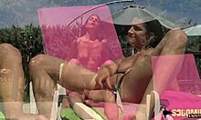 Marie and Candie get NAILED hard by the pool with wild group action.