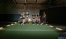 black teen 18+ doing tough pre-season gym workout 😊