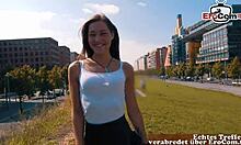 hey, watch this funny old german guy pick up cute student tourist for street sex