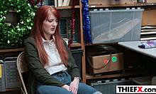 tiny redhead krystal orchid steals and gets punished with monster cock in garage