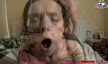 black haired slut with perfect tits enjoys big cock fucking 😈