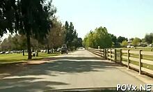 Cutie exposes pussy for intense hot fucking in nature.