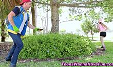 Did you see those costumed teens getting spunked at the party?