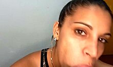 my sister-in-law surprised me with a sloppy deepthroat blowjob in our homemade video