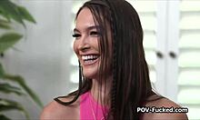 Slim Katrina performs deepthroat blowjob and milks dick during casting interview.