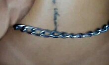 dog on leash serves master with ass