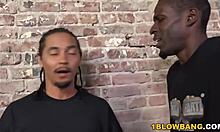 Cindy Lou takes on interracial gangbang with bukkake finish!