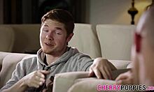 teen cuckolding boyfriend by riding monster cock with cumshot