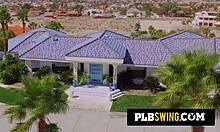 Hot brunette fucked in doggystyle in front of swinger husband