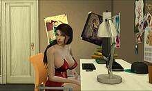 Mi madrastra de grandes tetas y culo me descubre masturbandome frente a la computadora me regaña y termino perdiendo la virginidad con ella mientras mi papá esta trabajando - milf