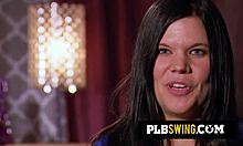 Hot brunette fucked in doggystyle in front of swinger husband