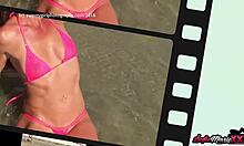 Want to see Sofie Marie tease her natural tits on the beach?