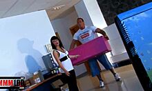 CUTE PETITE 18+ BRUNETTE FUCKED BY MUSCLED MAN WITH HUGE COCK