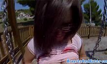 busty babe toys her pussy and gets spooned 😏