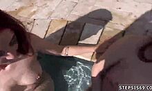 Amateur blonde teen huge tits first threesome