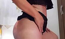 Stripping Off Black Skirt and Yellow Panties for Wild Fun!