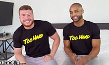 Intense interracial assfucking between two young studs in underwear