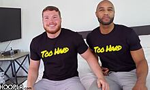 Intense interracial assfucking between two young studs in underwear