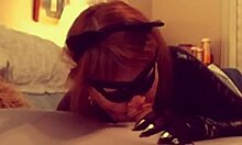 catgranny blows batman in cosplay costume