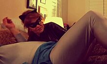 catgranny blows batman in cosplay costume