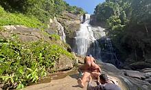 Amateur Backstage Fun with Black Teen in Waterfall