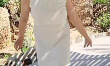 Busty milf MariaOld flashes pussy and talks dirty in close-up 😈