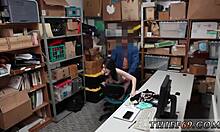 Petite emo teen 18+ in uniform gets double penetrated by police strapon