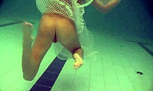 russian babe natalia strips in pool