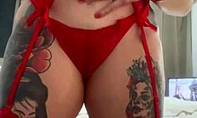 Alina Modelista Teases in Sexy Red Lingerie