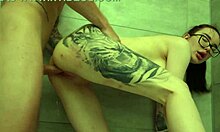 Eva Gold's intense orgasm after deepthroating Martin Spell in the wet shower.