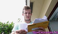 teen fingers her creampied pussy