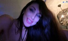 striptease for her husband and a bright female orgasm from above from a hot milf.