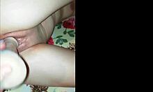 Slut indulges in kinky play with two cocks.