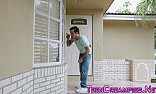 teen fingers her creampied pussy