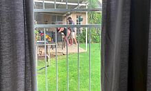 I Caught My Naughty Neighbours Fucking Hard Outside in Backyard