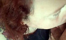 cum all over slutty girlfriend's tits, redhead sucking big cock