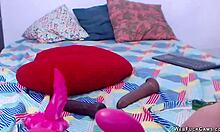 beautiful brunette babe using sex toys on webcam