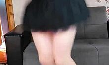 Pink Shirt Sissy Crossdresser Shemale Shows Big Butt