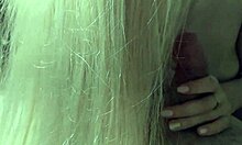 Long blonde hair gets masturbated with a dick and covered in cum.