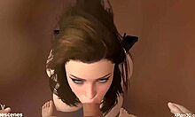 does this 3d hentai blonde deepthroat monster cock?