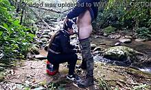 I gave my anus at the waterfall, sucked before.