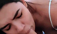 Everyone's loudest blowjob in college blowbang, cum in mouth for first time banging.