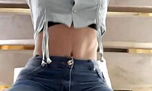 Latina Brunette Shows Big Ass in Thong on Webcam