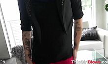 Pretty Karmen Karma teases while sucking a massive shaft