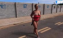 Brunette Milf with Big Ass Exhibits Herself in Public Market and Gets Caught Red-Handed