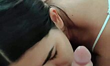 Everyone's loudest blowjob in college blowbang, cum in mouth for first time banging.