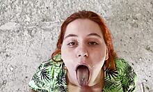 Redhead Stepsister Gives Blowjob In Abandoned House!